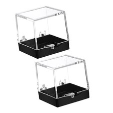 2 Pcs Clear Square Plastic Mineral Specimen Display Boxes 3.50 cm Size
