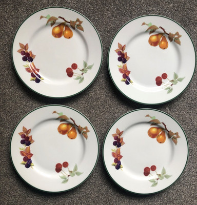 VIER ROYAL WORCESTER EVESHAM VALE BEILAGE / SALAT / DESSERT / KUCHENTELLER NEU.