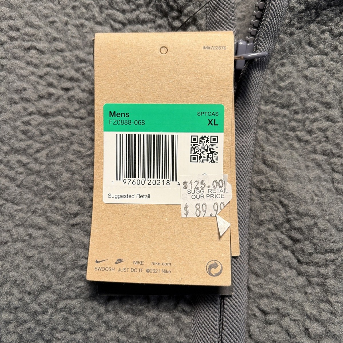 NWT Nike Sportswear Fleece Sherpa Grey Jacket Men's Loose Fit