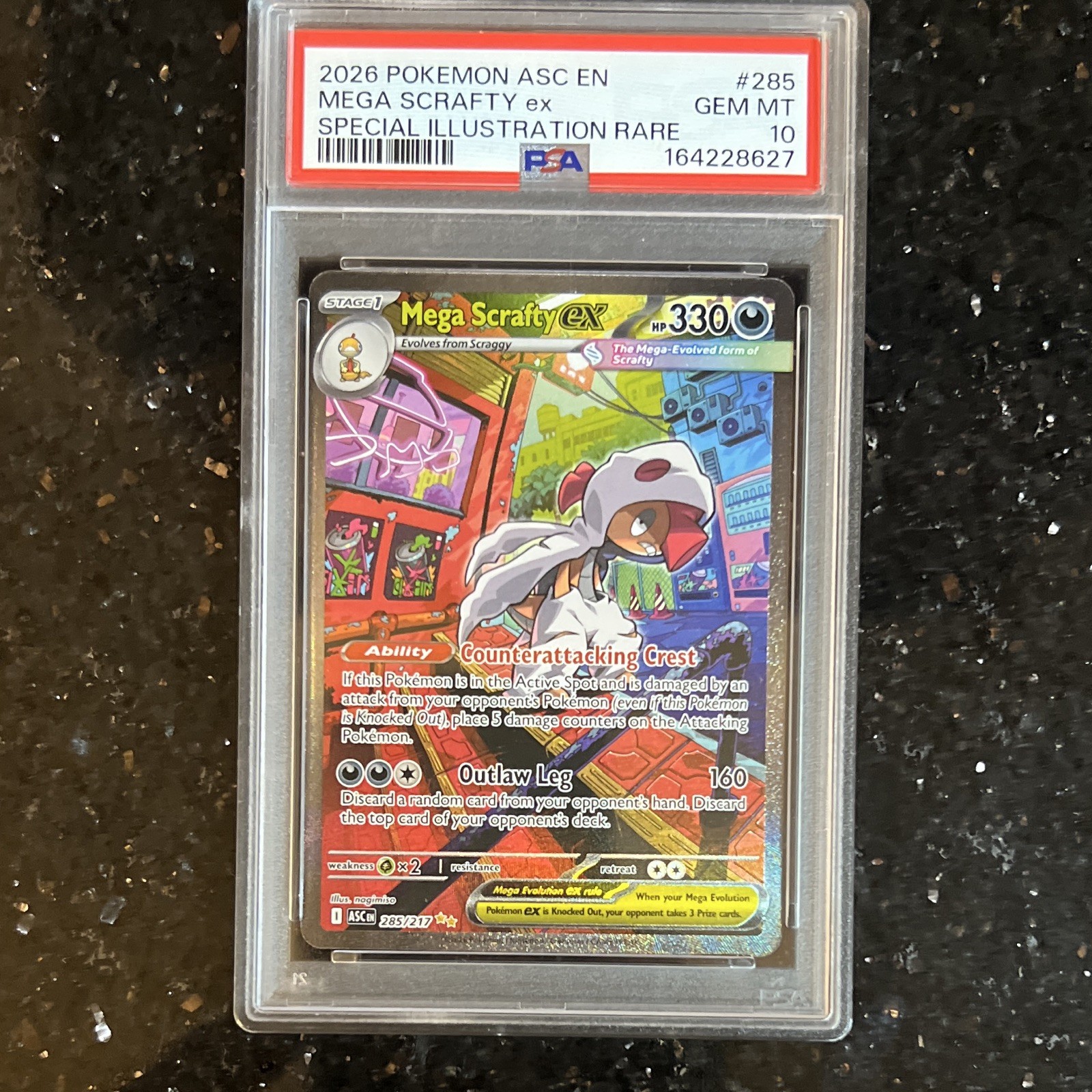 2026 Pokémon TCG ASC Mega Scrafty ex 285/217 SIR Holo PSA 10 164228627