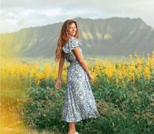 Lot Of 2 Yireh Hawaii Indah Rose Floral Button Down Maxi Dresses Size Large