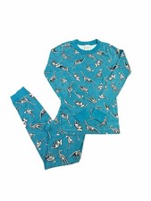 Hanna Andersson Dinosaur Skeleton Organic Cotton Pajama Set Kids US 10 Blue