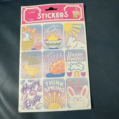 Vintage Eureka Easter Stickers 1 sheet Happy Easter Bunny Chick Spring