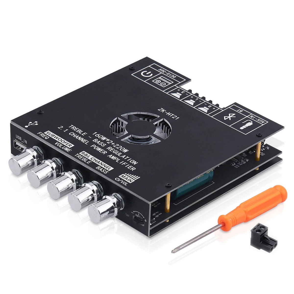 Bluetooth Amplifier Board, ZK-HT21 2.1 Channel 160W x 2+220W