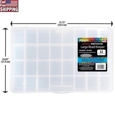 Large Bead Keeper Box 32 Compartments Craft Organizer Durable Portable Storage