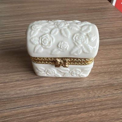 Formalities Vintage White Rose Pattern Trinket Box by Baum Bros