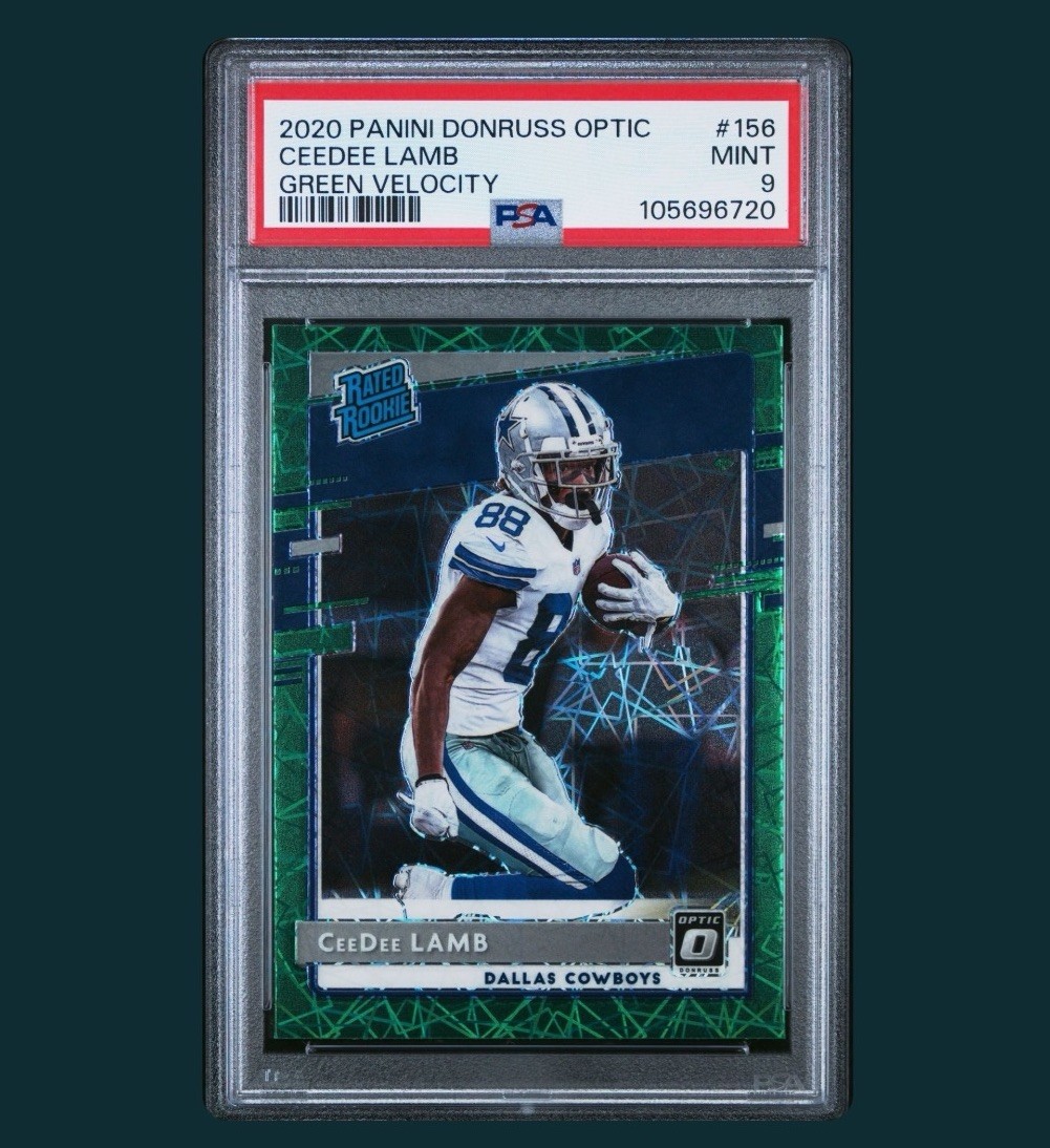 2020 Panini Donruss Optic Ceedee Lamb Rookie Green Velocity #156 Mint PSA 9