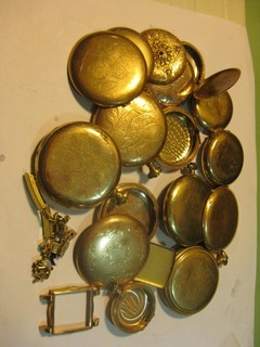 Lot of Gold Plated Pocket Watch Cases etc. for Scrap