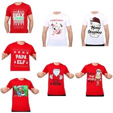 Adult Men's Christmas T Shirts 100% Cotton Xmas Tees Funny Humor Holiday Novelty