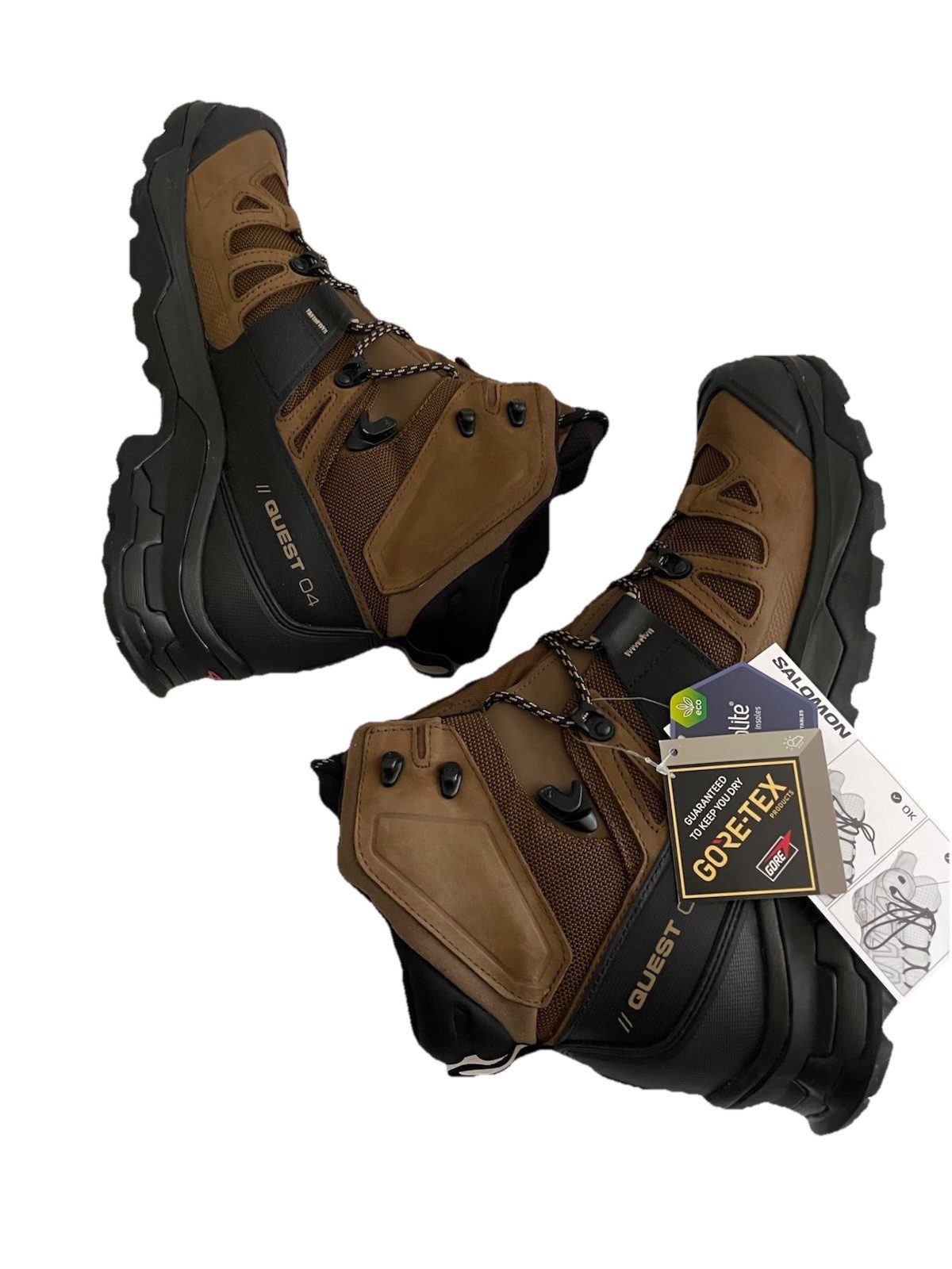 Stivali da trekking Salomon Quest 4 Gore Tex GTX impermeabili da uomo 12 Desert Palm nuovi con scatola