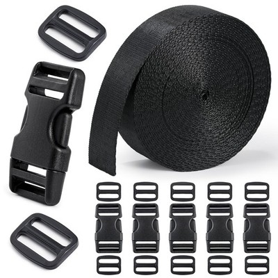 Buckles and Straps Set - 6Yards Nylon Webbing, 6pcs Quick Side Release Plasti...