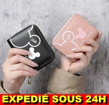 Petit Portefeuille Femme Mickey Mouse Porte-Monnaie Fille Zippé Mini Sac Disney