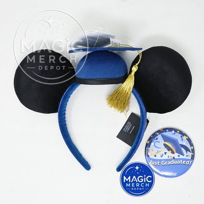 NWT 2026 Disney Parks Mickey Ears Graduation Headband Tassel & Graduation Button