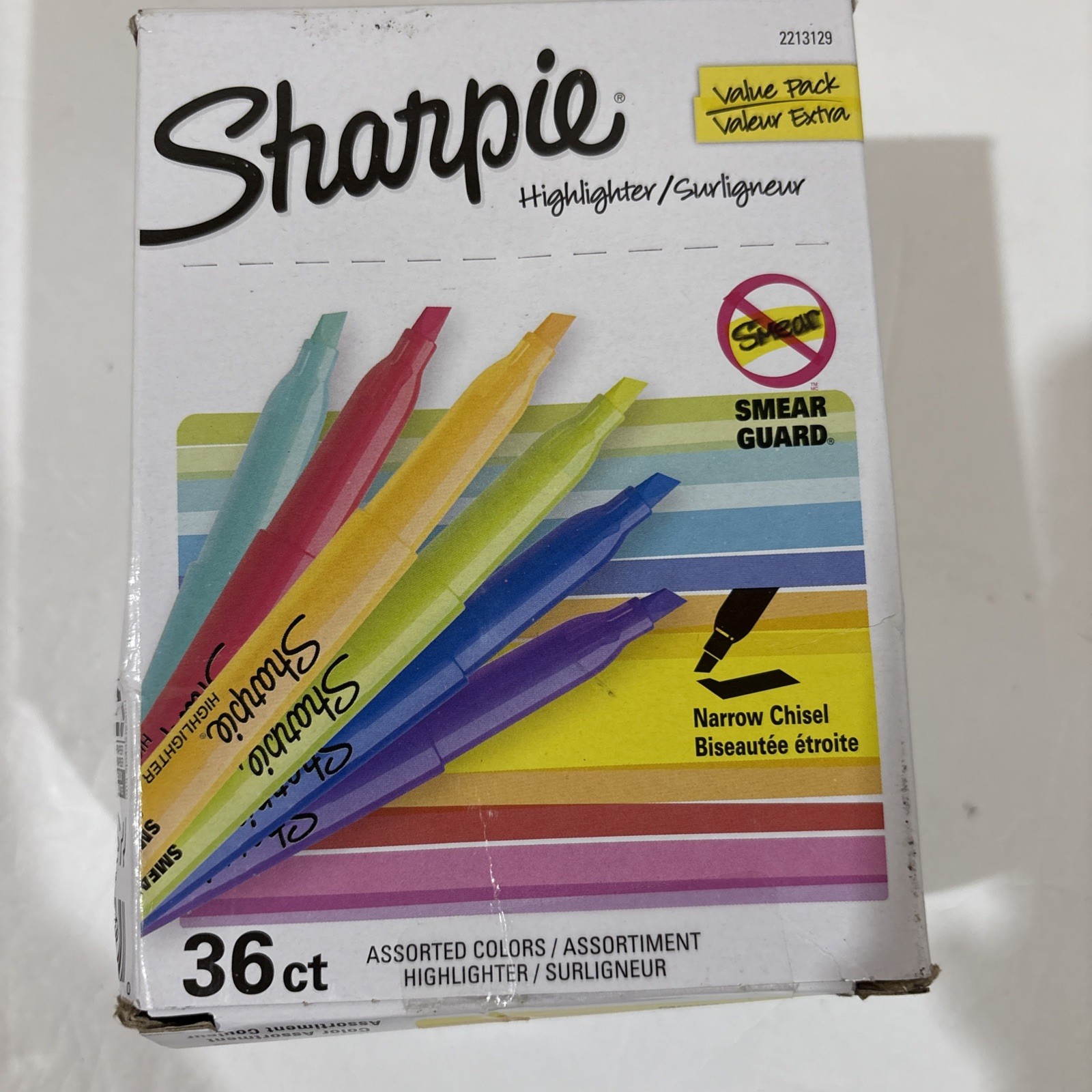 S 36 Count New Colors  Assorted , Narrow Chisel No Smear