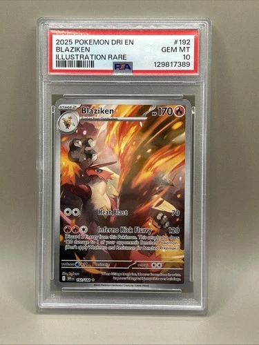 2025 POKEMON DRI EN-DESTINED RIVALS ILLUSTRATION RARE #192 BLAZIKEN PSA 10