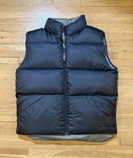 LL Bean Reversible Goose Down Puffer Vest Womens Large Olive Green Black