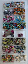 Beautiful Job Lot of Fabric Buttons & Button Brads - Lovely Assortment in Boxes