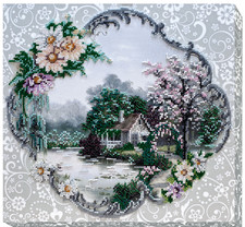 Bead Embroidery Kit "Afloat house" Stitching Handmade Beadwork