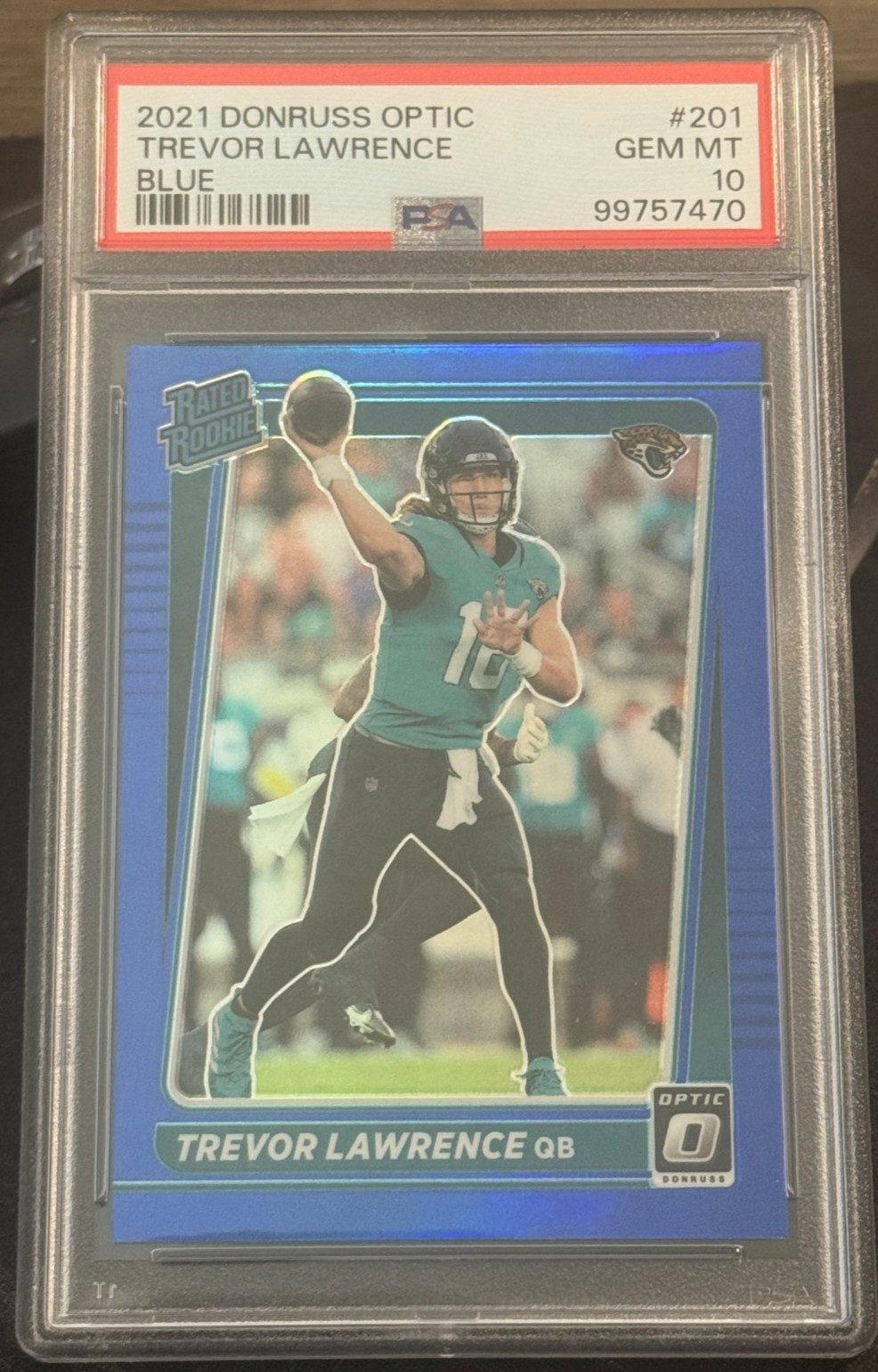 2021 Panini Donruss Optic Rated Rookie Trevor Lawrence #201 Blue /179 PSA 10