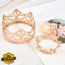 Jetec Rose Gold Mini Crown Cake Topper Tiara Pearls Wedding