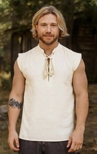 ThePirateDressing Men's Pirate Shirt Renaissance Medieval Sleeveless Shirt Lg