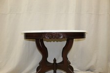 Antique Victorian Marble top Walnut Table &ndash; Oval shaped
