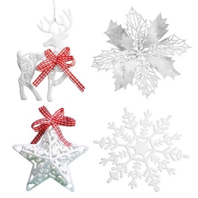 Eleganter weißer Schneeflockenschmuck 10 Stück Christbaumschmuck