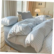 Gingham Duvet Cover Size Blue White Plaid Checkered Queen Blue Gingham