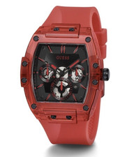 Guess Phoenix Red Multi-Function Transparent Strap Unisex Watch GW0203G5