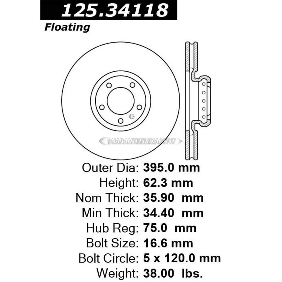 Disco de rotor de freno delantero centrado GAP para BMW X5 X6 2010-2018 Foto 2 de 2