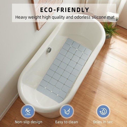 Bathtub Mat Non Slip Silicone Soft Odorless Large Bath Mat with Mini Suction ... - Picture 3 of 6