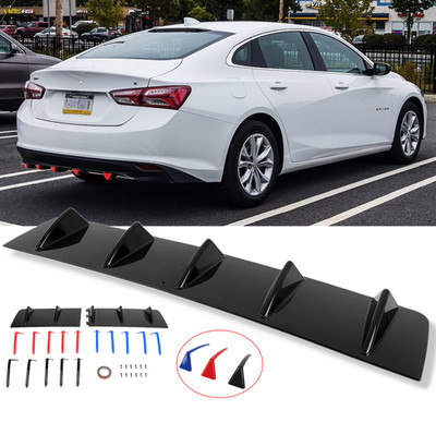 For Chevrolet Malibu Rear Bumper Diffuser Fins Spoiler Lip Splitter Body Glossy
