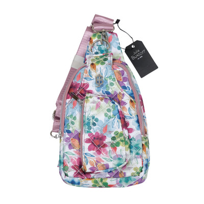 Julia Buxton Women's Nylon Quilted Sling Bag Watercolor Floral NWT