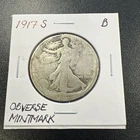 1917-S Liberty Walking Half Dollar 50c - Low Mintage /Obverse Mintmark - NR! B