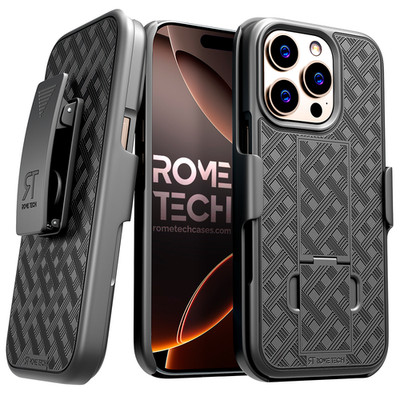 For iPhone 16 Pro Max 16 Pro 16 Plus Hybrid Belt Clip Holster Combo Case Cover