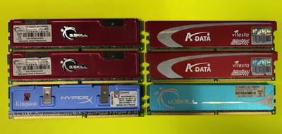 G.SKILL 2*DDRII 1GB  1*DDR2-800 2GB 2*ADATA DDR2 800 16G 1*KINGSTON  KHX3200 1GB