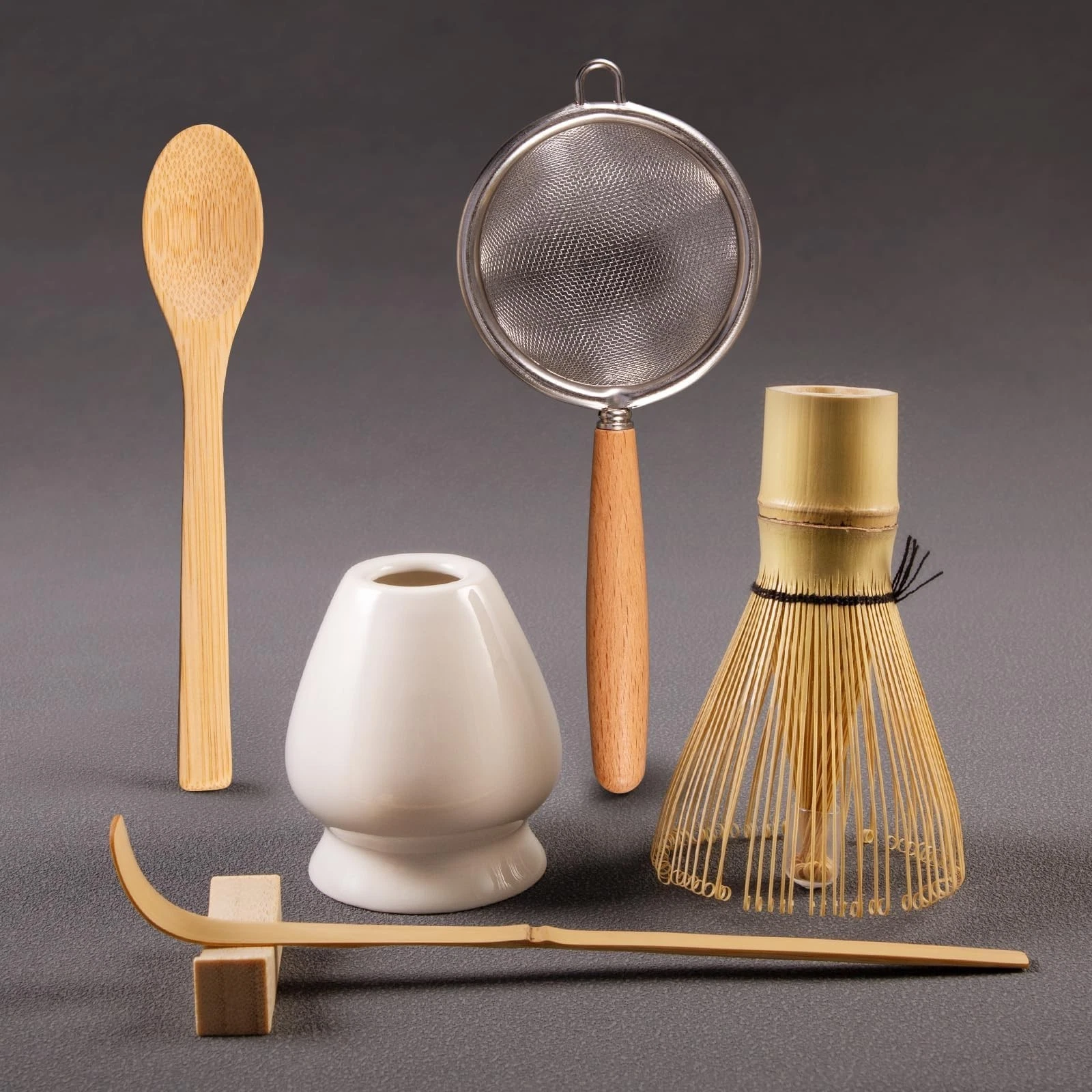 COANTO Matcha Whisk Set - Includes Sifter Bamboo Whisk (Chasen), Tea Spoon, Spoo