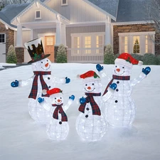 SET OF 4 LED SNOWMAN FAMILY INDOOR/OUTDOOR 1739950 *DISTRESSED PKG