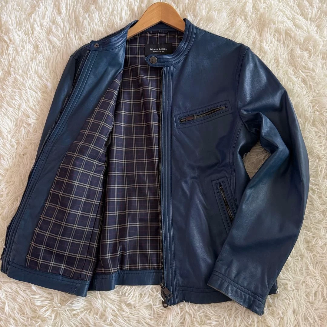 ジャケット・アウター Burberry black label leather jacket BURBERRY BLACK LABEL Jacket Leather Jacket Rider Slam Leather
