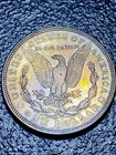 D100 💎 1921-D MICRO  Morgan Silver Dollar $1 AU+ Natural Toned Rainbow Colors