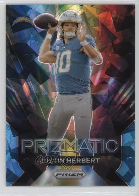 2023 Panini Prizm Prizmatic Blue Ice Prizm 34/99 Justin Herbert #11 3hd