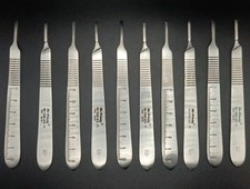 HU FRIEDY Dental Handle 3 Scalpel Flat W Metric Ruler 10-130-03 Lot of 10Pcs