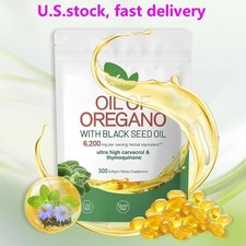 Oil of Oregano with Black Seed Oil Softgels 6200mg,High Carvacrol Thymoquinone