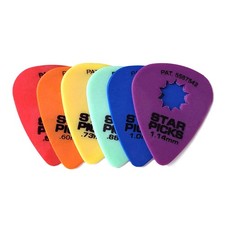 Star Picks Delrin Guitar Picks Blister Pack - Mixed Gauge 12 Pack 30029