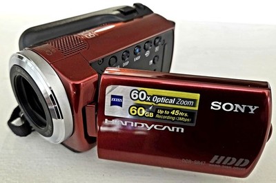 Sony DCR-SR47 -RED- 60X Optical Zoom 60GB HDD Handycam Camcorder & Carrying Case