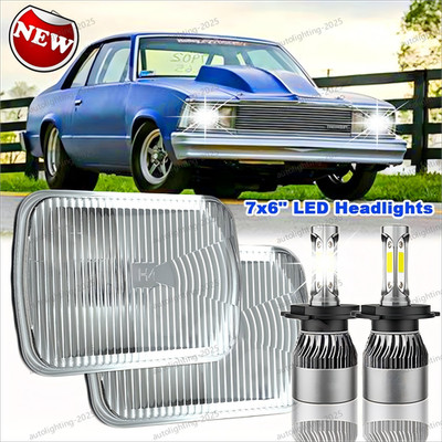 For Chevy Malibu 78-1981 Chevette Corvette DOT Pair 5X7'' 7x6 LED Headlight