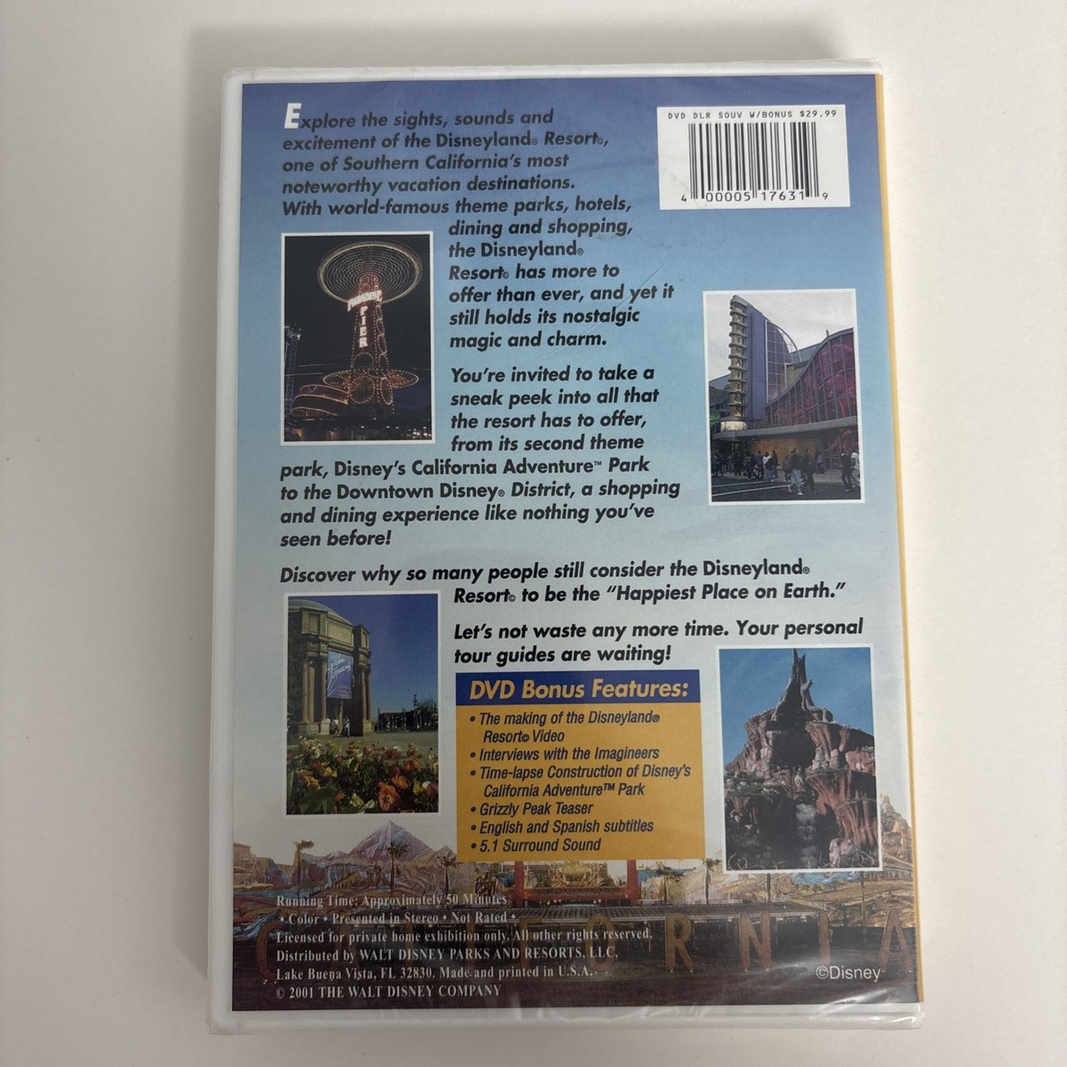 Disneyland Resort Video Guide 2001 Paradise Pier DCA DVD for sale 