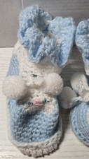 Knitted Blue Baby Booties TB68