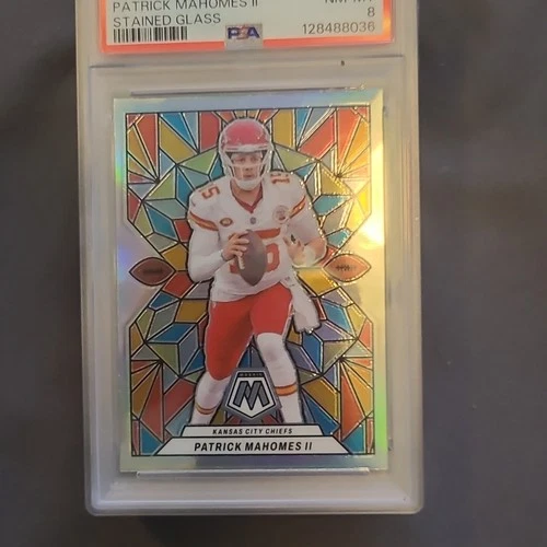 2024 Panini Mosaic Stained Glass Patrick Mahomes II SG-1 PSA 8