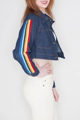 Honey Punch cropped rainbow denim 
